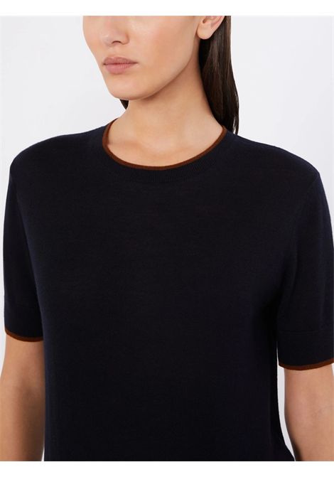 Max Mara Studio Women's MSTAGENDA Navy Blue Silk and Wool Short-Sleeve Knit Max Mara Studio |  | 2626366081600014